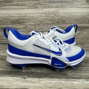Nike Force Zoom Trout 9 White Royal Baseball Cleats Men's Size 7.5 FB2907-101